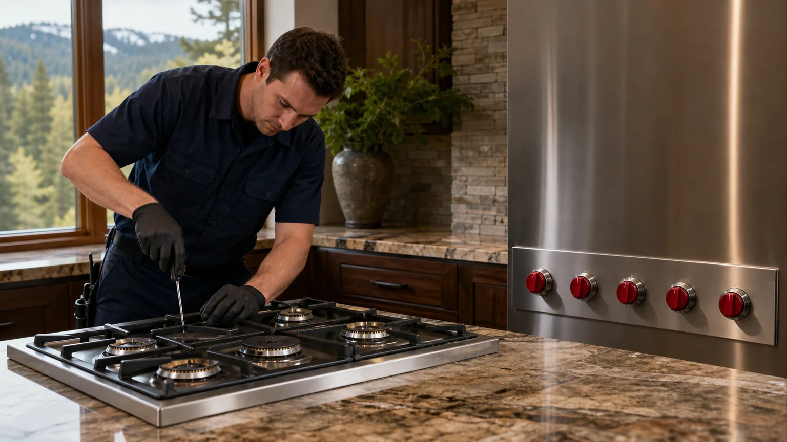 Built-in cooktop diagnostic visit in the service area